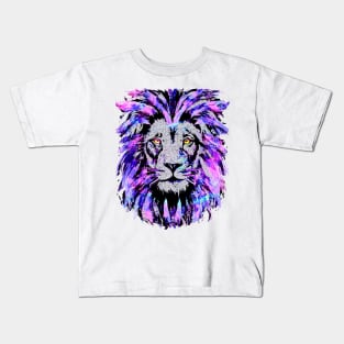 Pink Lion Artwork - Purple Lion - Wildlife - Big Cat Kids T-Shirt